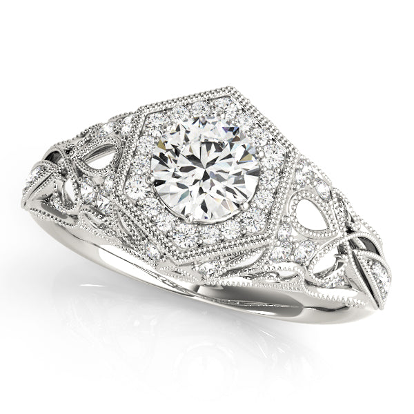 14K White Gold 1.33ctw Round Diamond Halo Ring