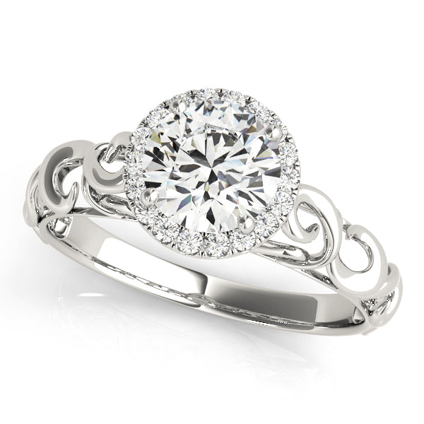 18K White Gold 1 CT Diamond Halo Engagement Ring