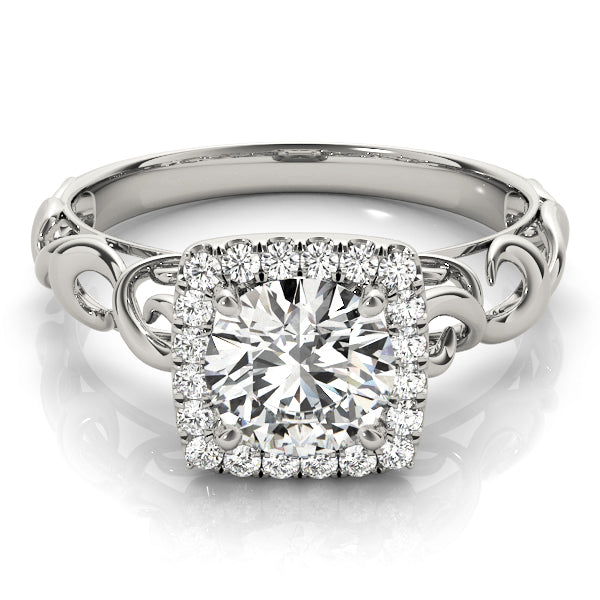 18K White Gold 1 CT Diamond Halo Engagement Ring