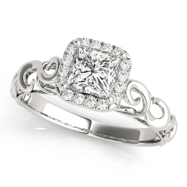 Square Diamond Halo Engagement Ring