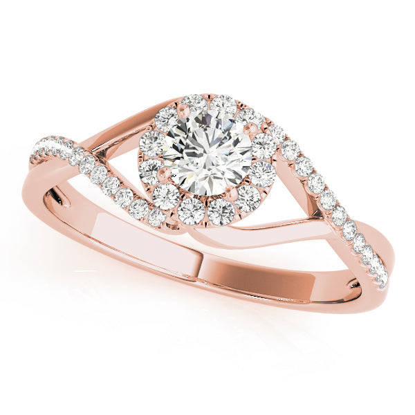 18K Rose Gold 1 ct Diamond Halo Engagement Ring