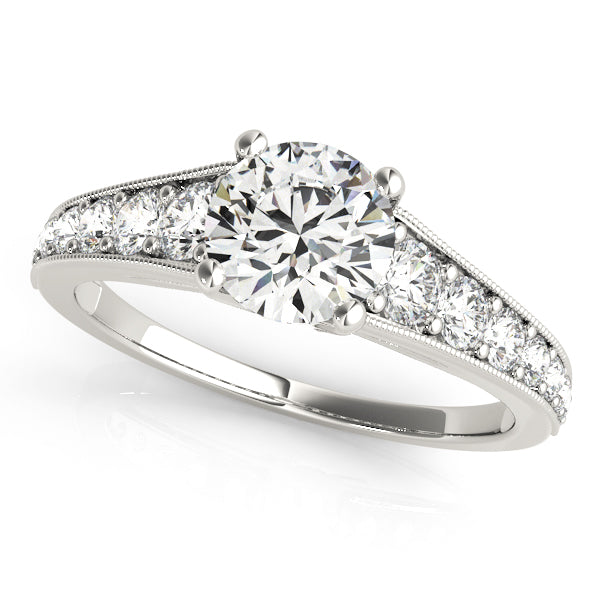14K White Gold Round Diamond Engagement Ring