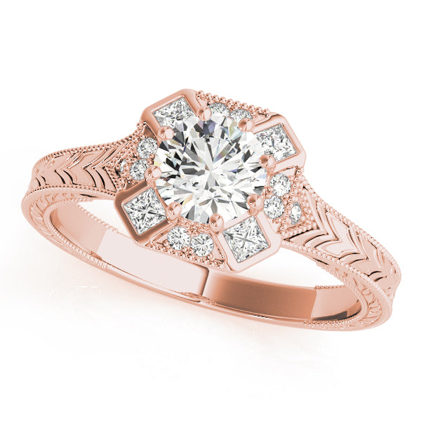 18K Rose Gold 1.25 ctw Diamond Halo Engagement Ring