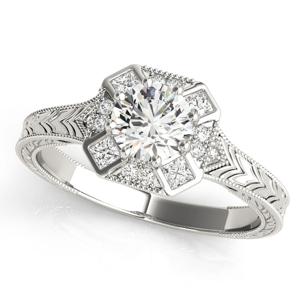 Platinum 1.04 ctw Round Diamond Halo Engagement Ring