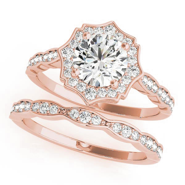 18K Rose Gold 1.10 ct Round Diamond Halo Ring