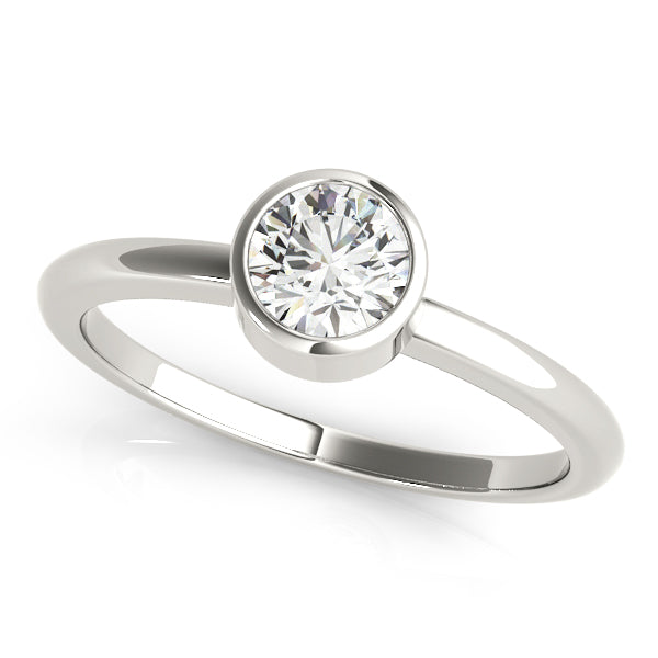 14K White Gold 1/2 CT Round Diamond Engagement Ring