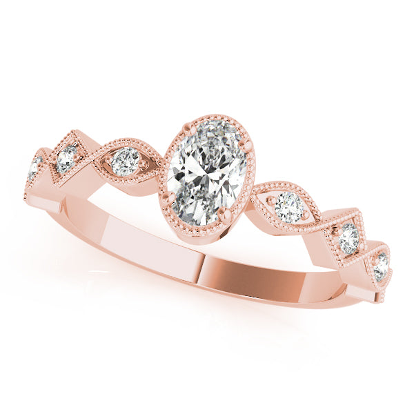 14K Rose Gold 0.5 CT Oval Diamond Engagement Ring