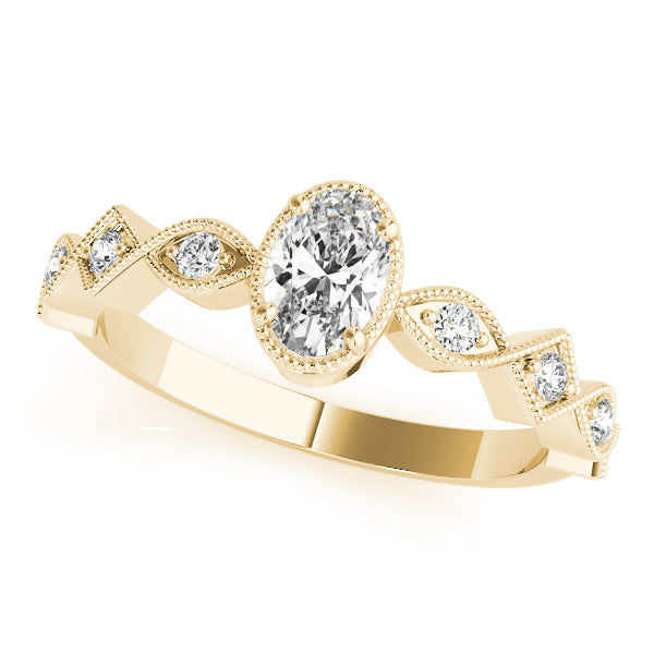 14K Yellow Gold Oval Diamond Engagement Ring