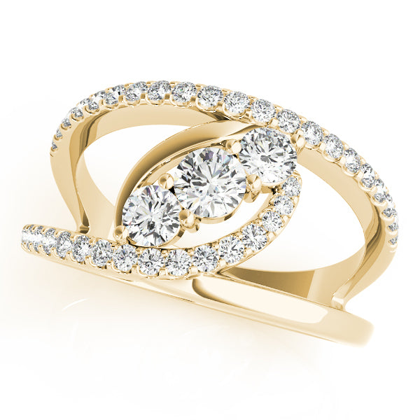 14K Yellow Gold Round Diamond Fashion Ring