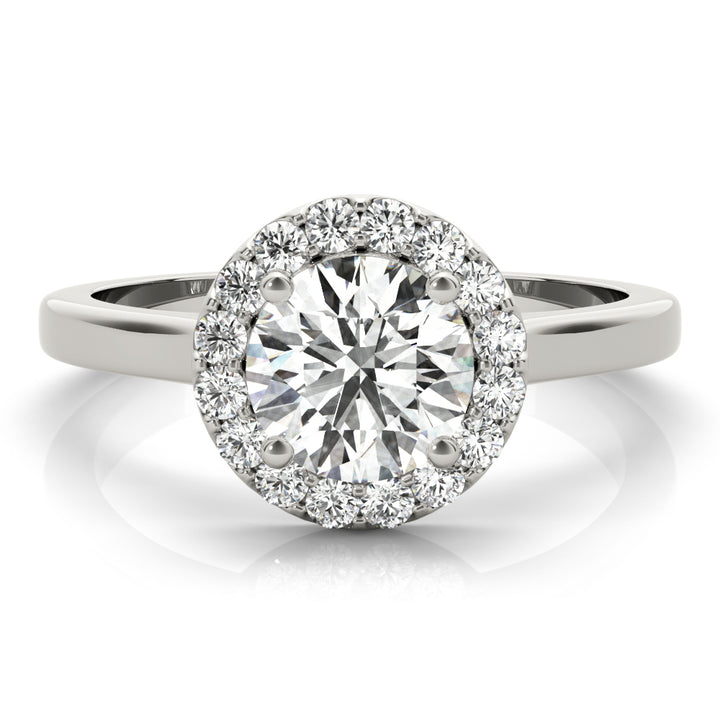 Platinum 1.25 ctw Round Diamond Halo Engagement Ring