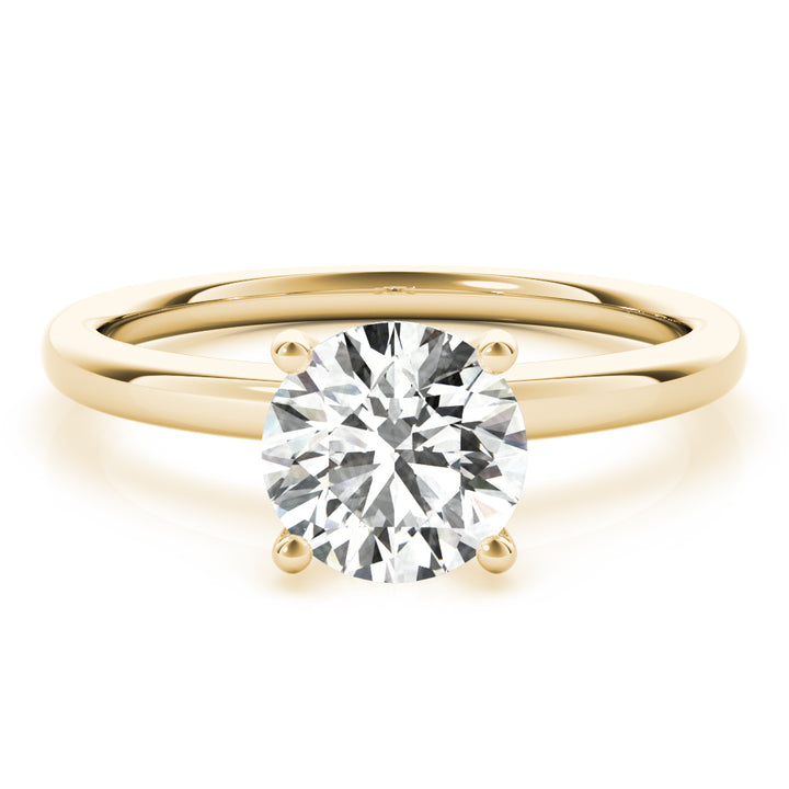 14K Yellow Gold 1 CT Round Diamond Engagement Ring