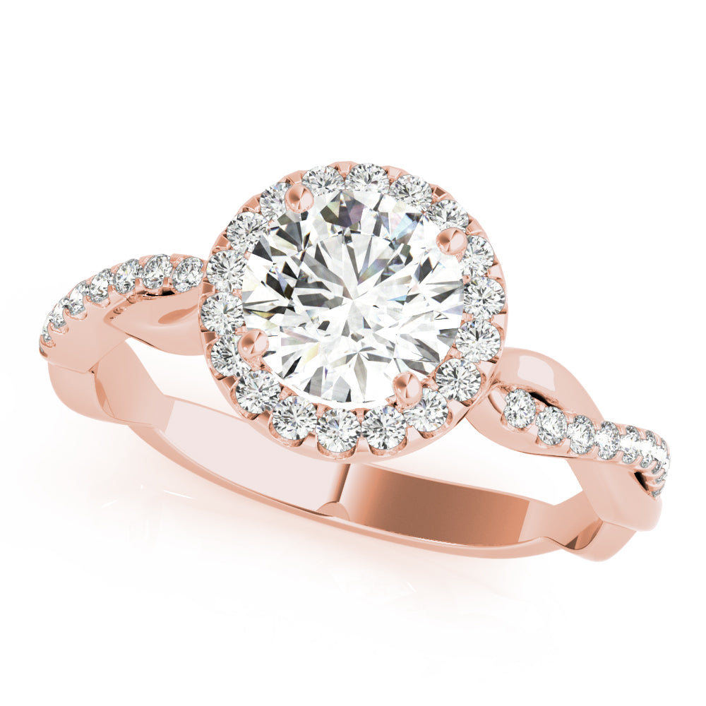 18K Rose Gold 1 CT Diamond Halo Engagement Ring