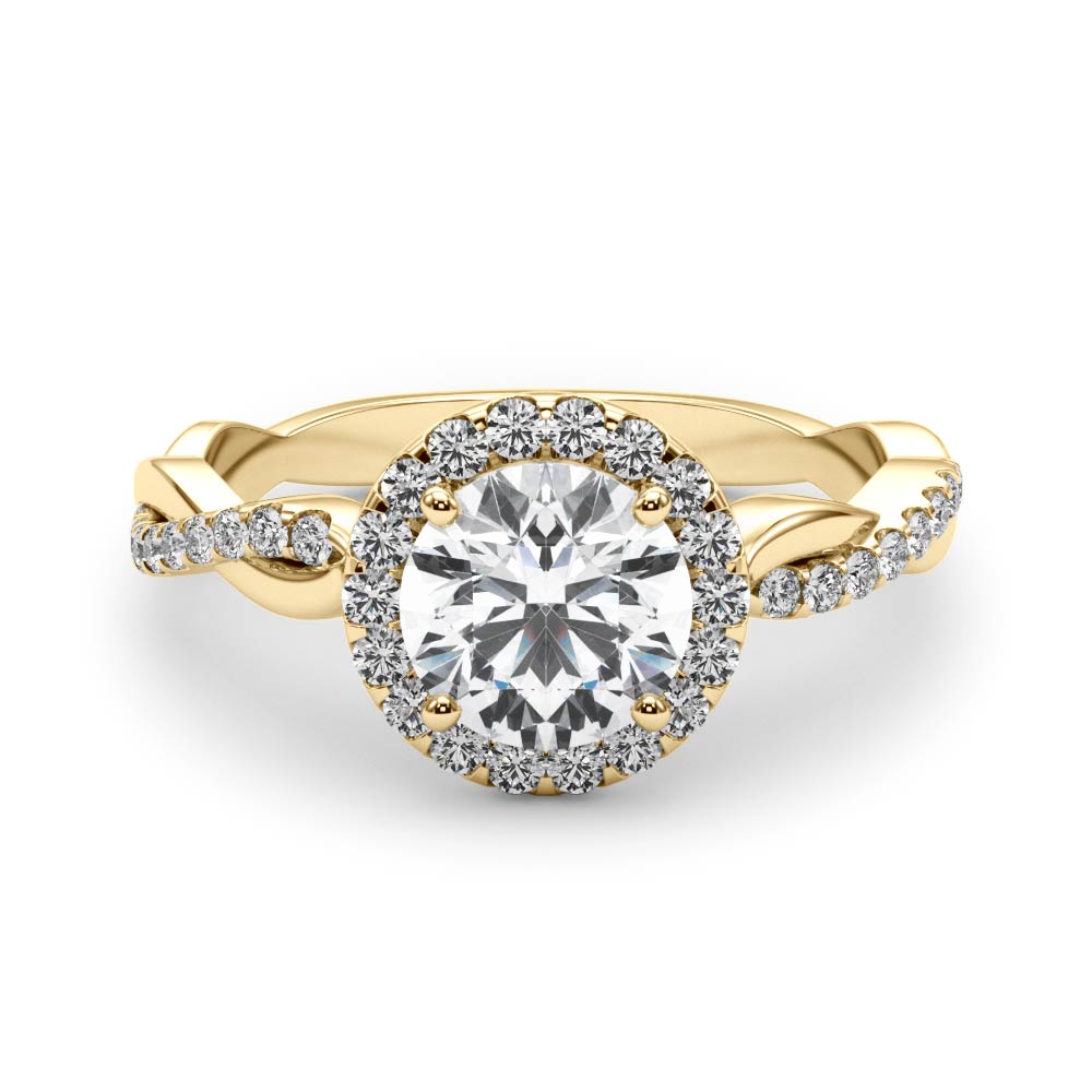 18K Yellow Gold 1 1/5 ct tw Halo Diamond Engagement Ring