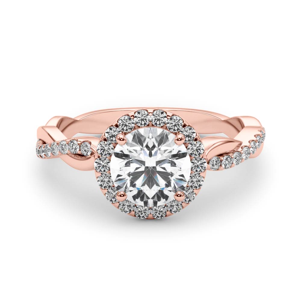 18K Rose Gold 1 1/5 ct tw Halo Diamond Engagement Ring