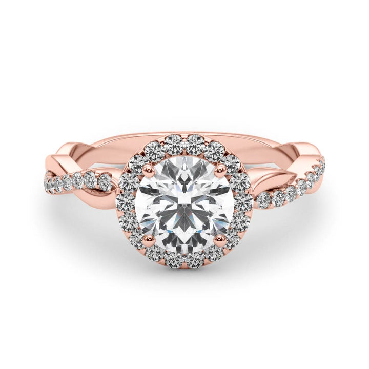18K Rose Gold 1 1/5 ct tw Halo Diamond Engagement Ring