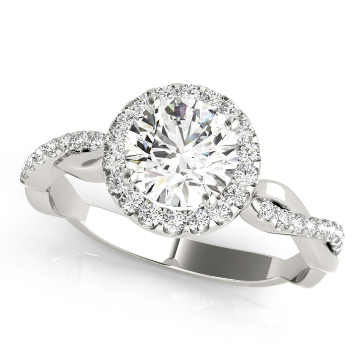 Platinum 1.2 ctw Round Diamond Halo Engagement Ring