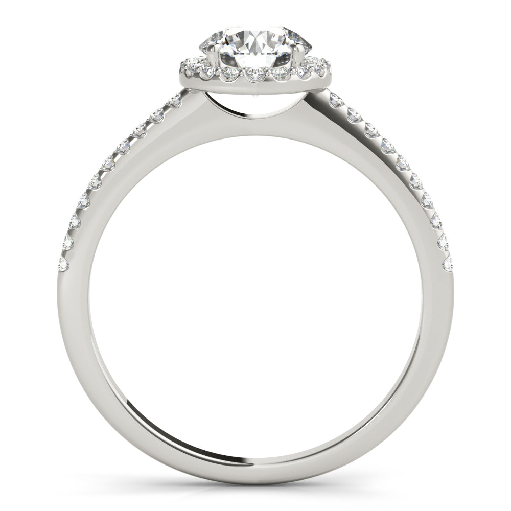 14K White Gold Round Diamond Halo Engagement Ring