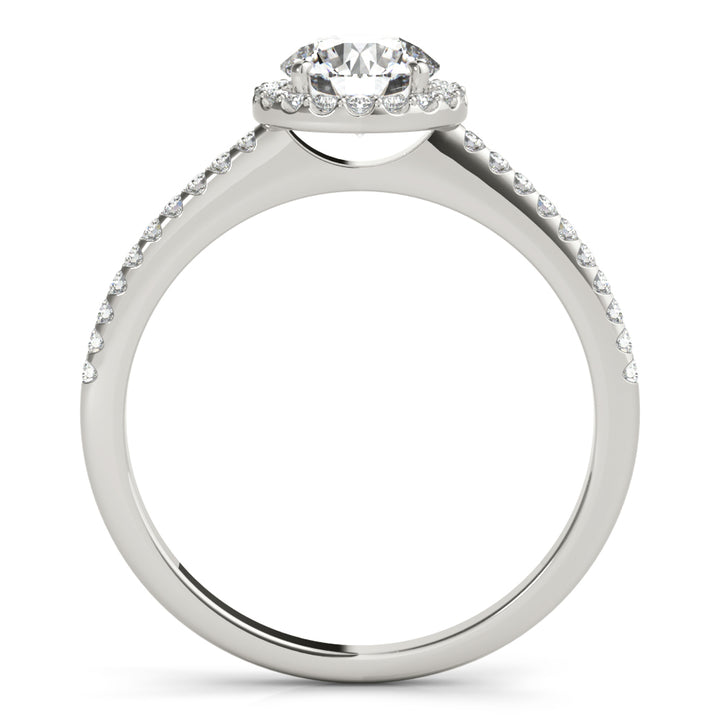 14K White Gold Round Diamond Halo Engagement Ring