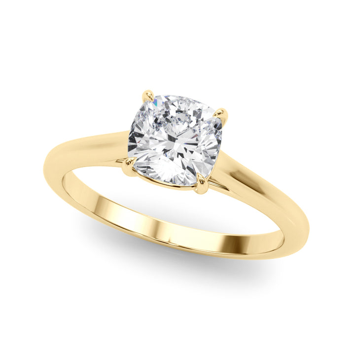 14K Yellow Gold Cushion Diamond Solitaire Ring