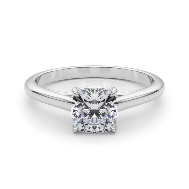 14K White Gold Cushion Diamond Solitaire Ring