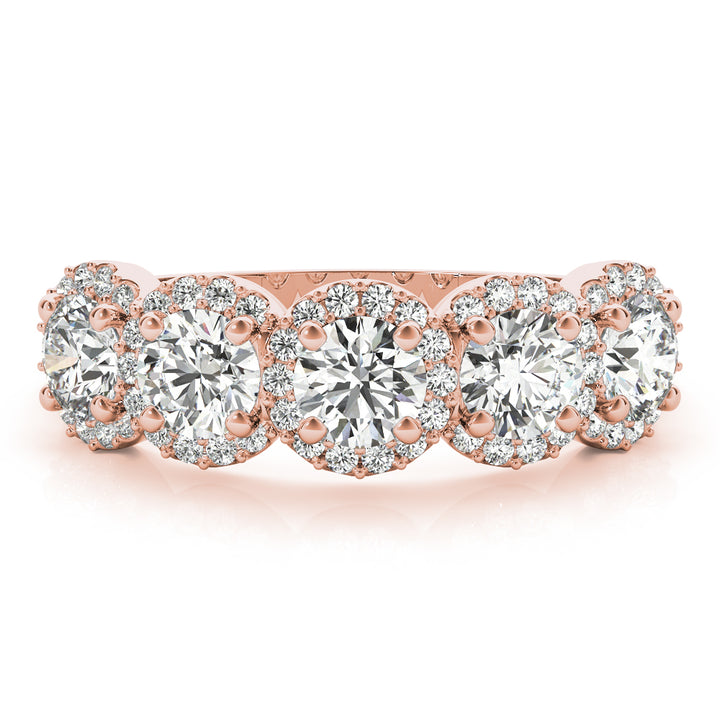 18K Rose Gold Multi-Diamond Wedding Ring
