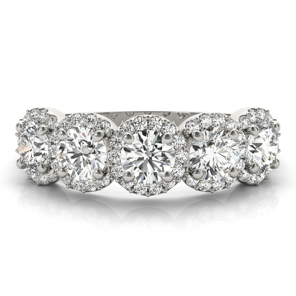 18K White Gold Multi-Diamond Wedding Ring