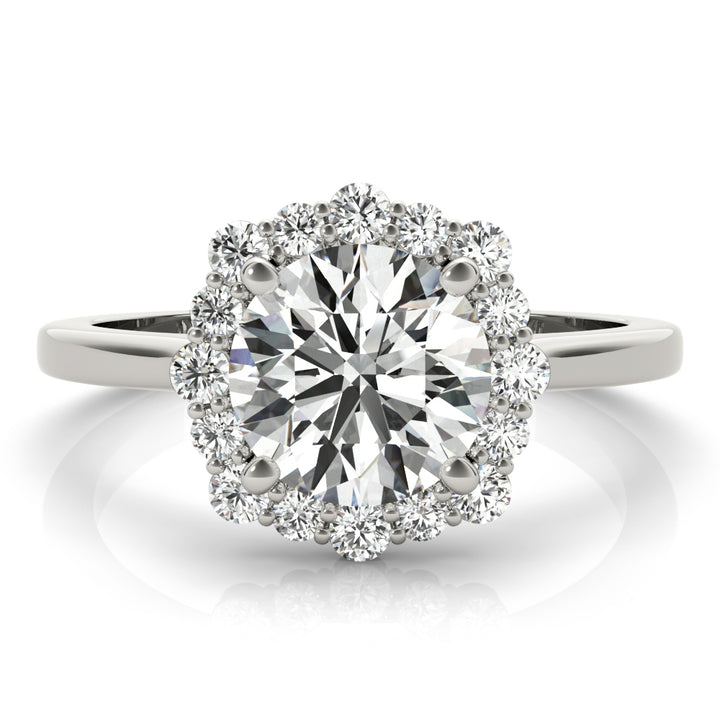18K White Gold 1.15 ctw Diamond Halo Engagement Ring