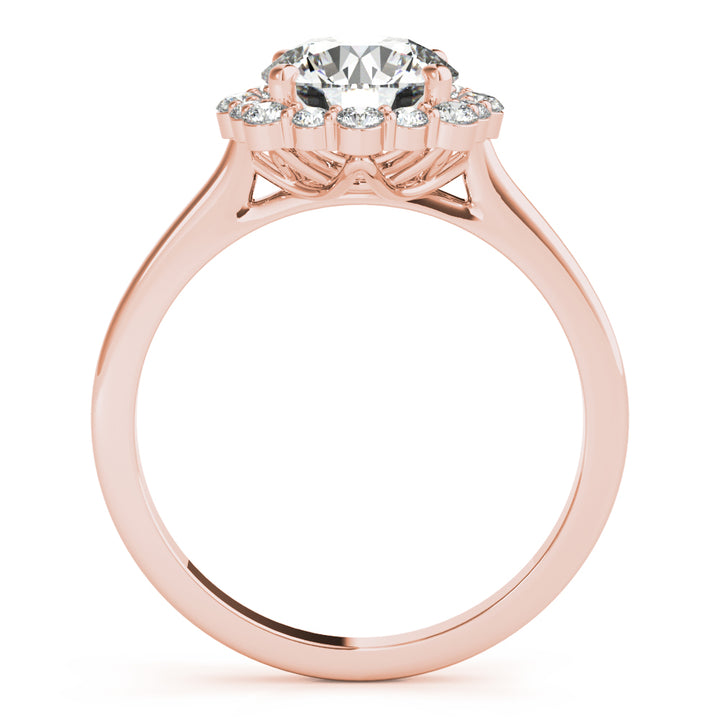 18K Rose Gold Round Diamond Halo Engagement Ring