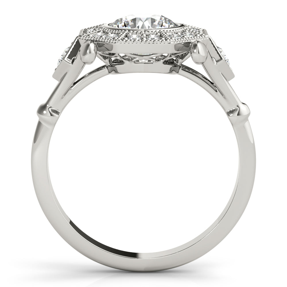 Platinum Round Diamond Halo Engagement Ring
