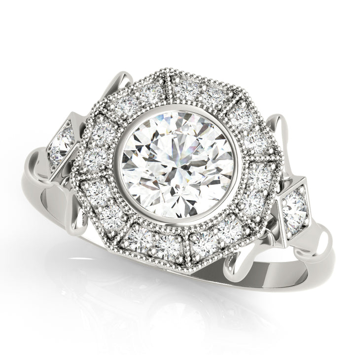 14K White Gold 1.33ctw Round Diamond Halo Ring