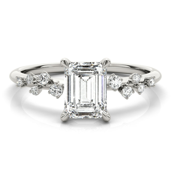 Platinum Emerald Diamond Fashion Engagement Ring