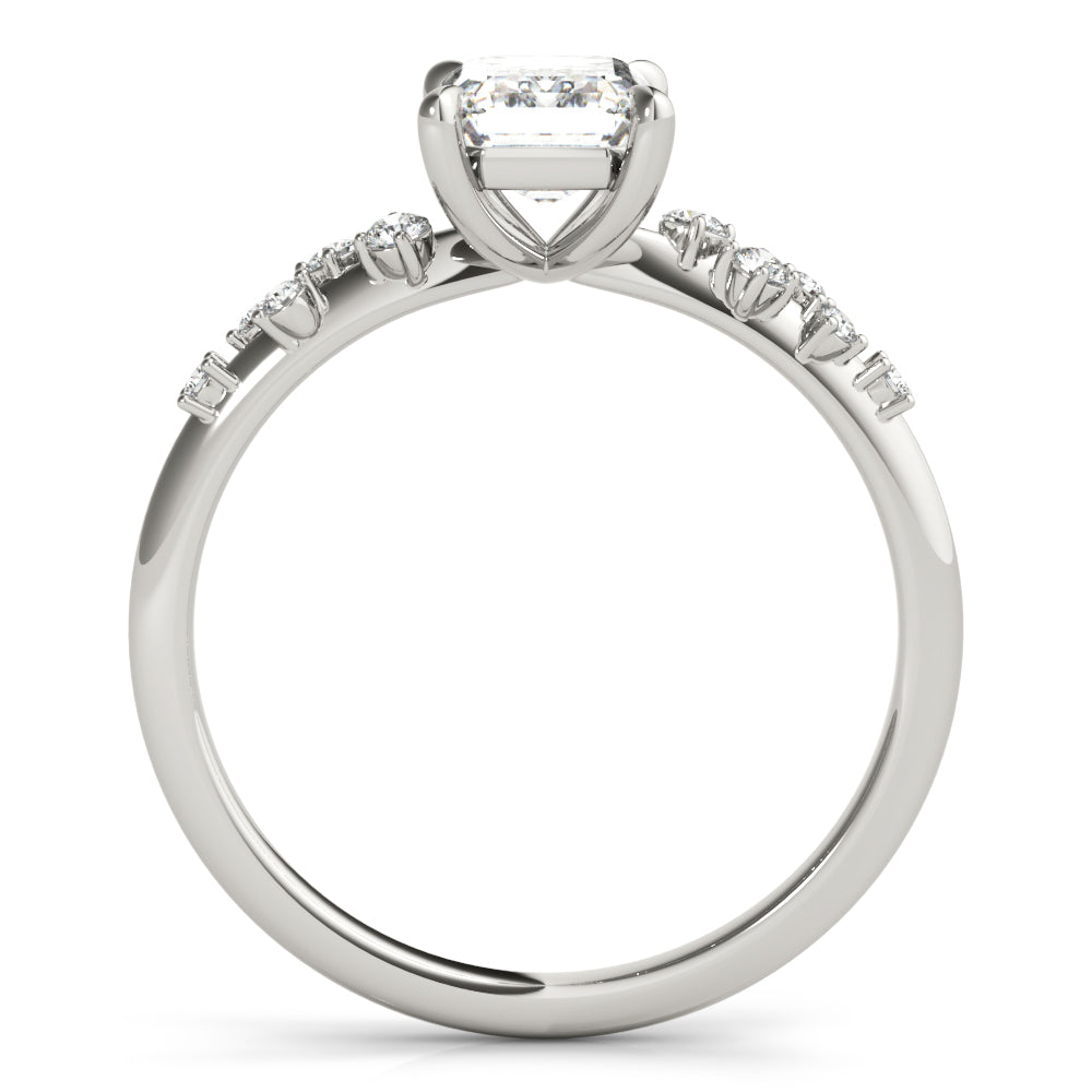 18K White Gold Emerald Diamond Fashion Ring