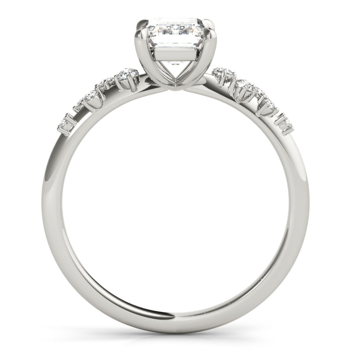 14K White Gold Emerald Diamond Fashion Ring