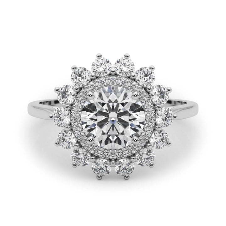 14K White Gold 1 ct Diamond Halo Engagement Ring