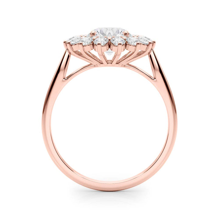 18K Rose Gold 1 ct Diamond Halo Engagement Ring
