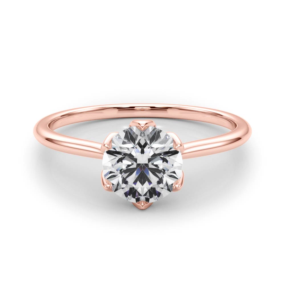14K Rose Gold 1ct Round Diamond Solitaire Ring