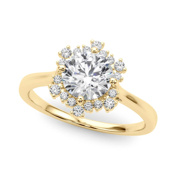 14K Yellow Gold 1 CT Diamond Halo Engagement Ring