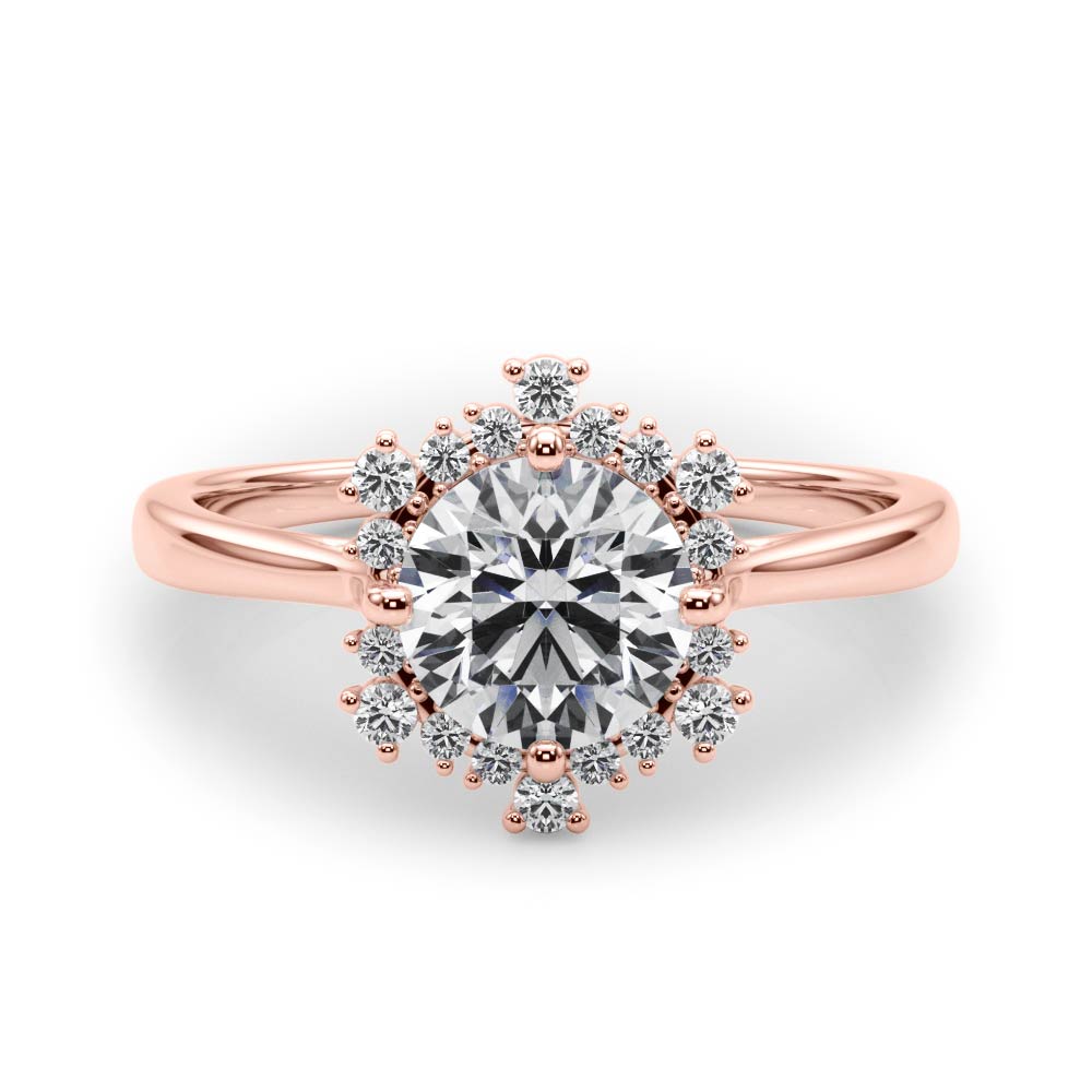 18K Rose Gold 1 1/6 ct tw Halo Diamond Engagement Ring