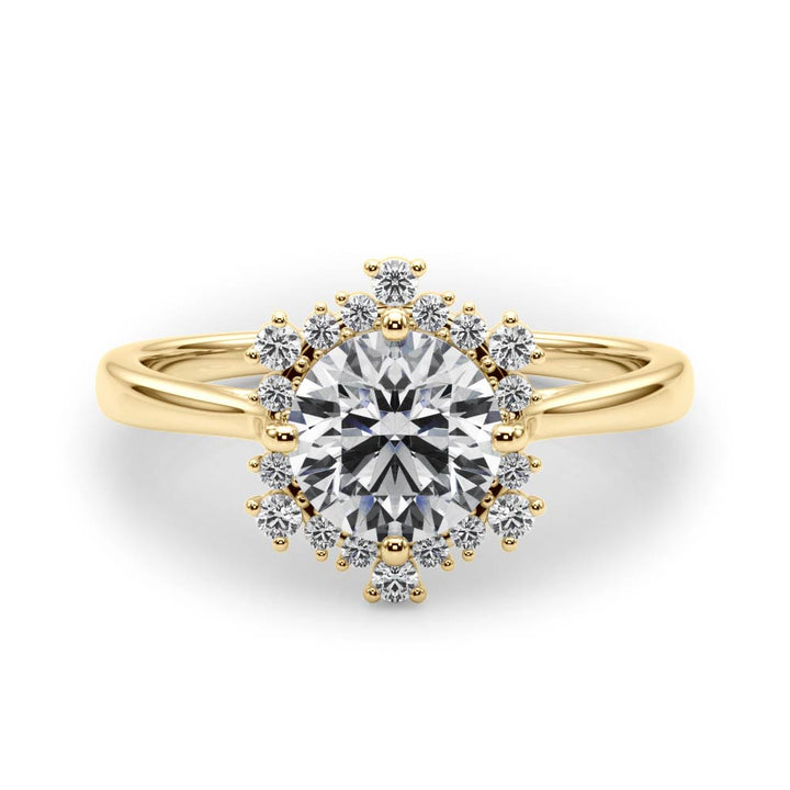 18K Yellow Gold 1ct Diamond Halo Engagement Ring