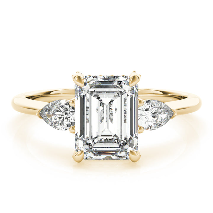 14K Yellow Gold Emerald Diamond Engagement Ring