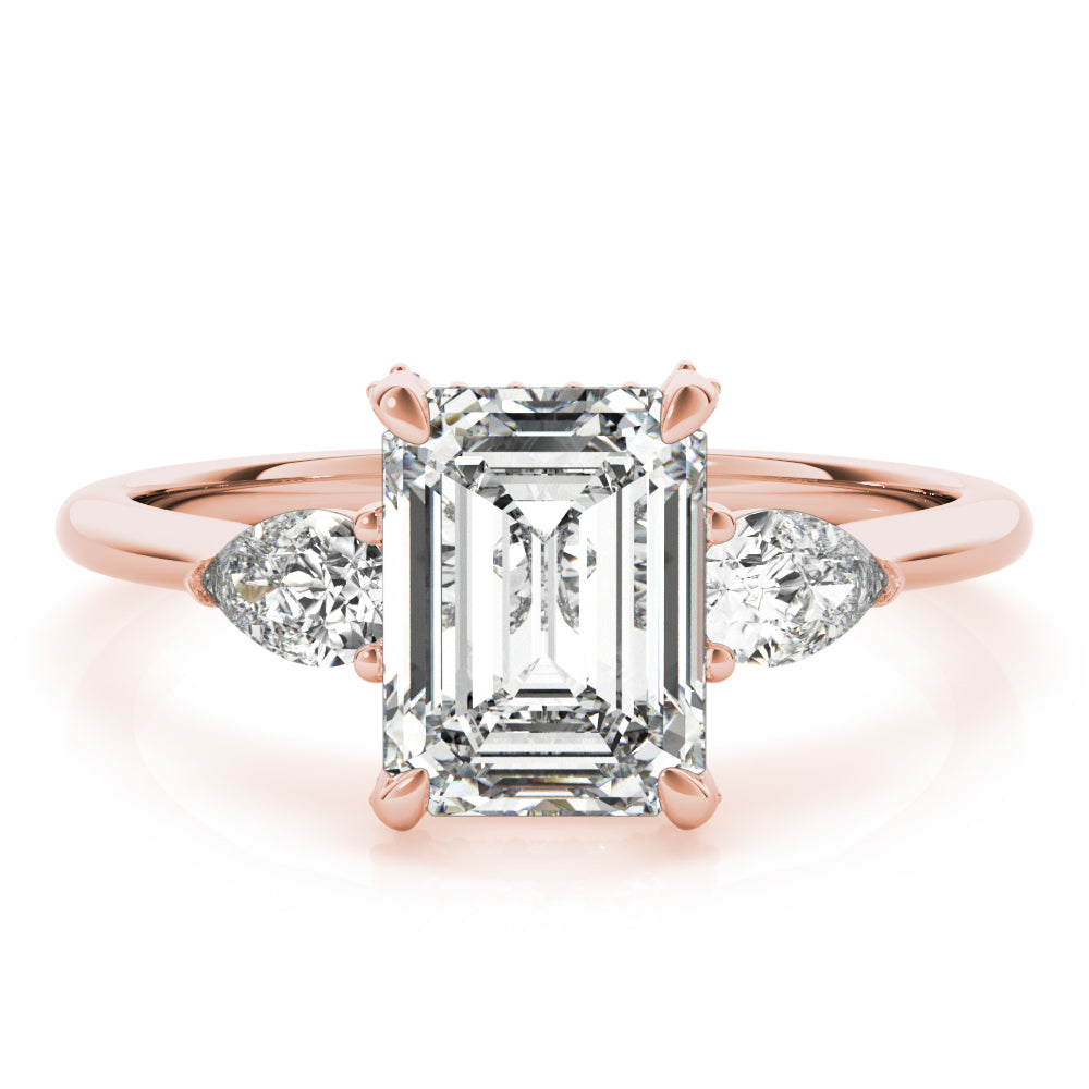 Rose Gold 1.5 CT Emerald Diamond Engagement Ring