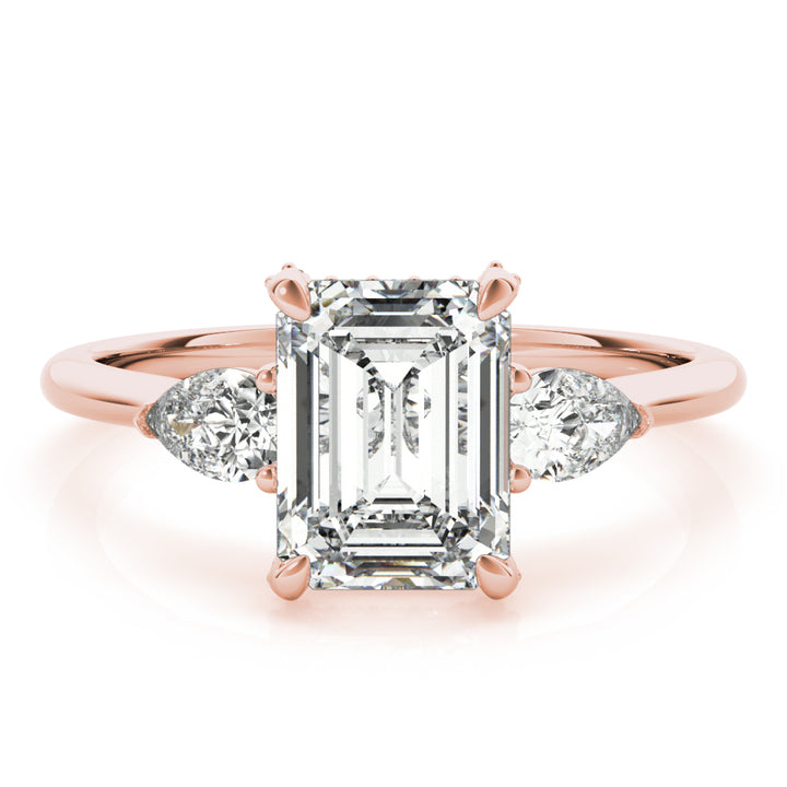 Rose Gold 1.5 CT Emerald Diamond Engagement Ring