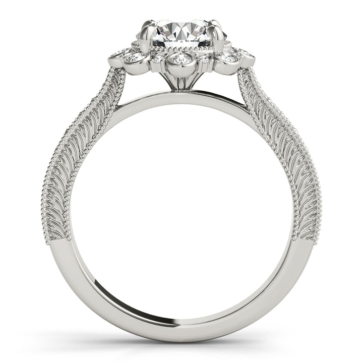 Platinum 1 CT Round Diamond Halo Engagement Ring