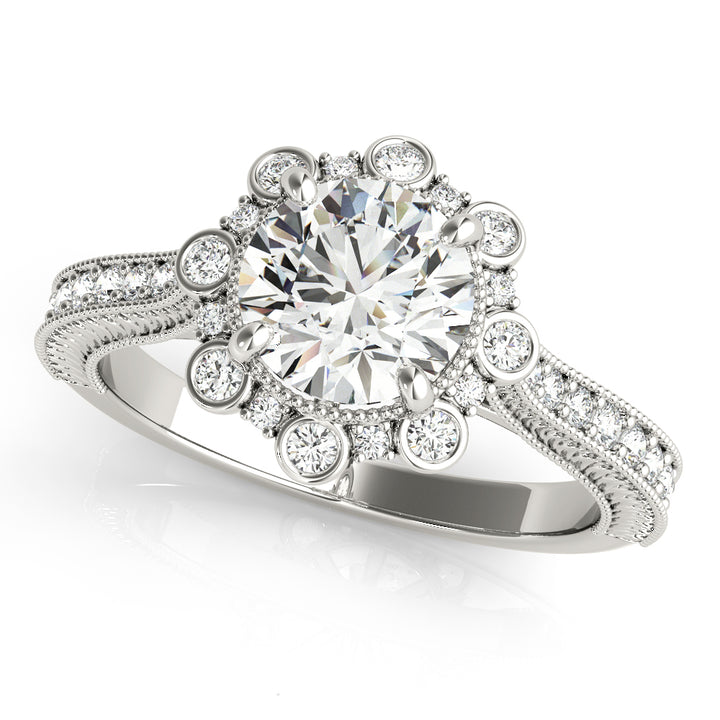 Platinum 1 CT Round Diamond Halo Engagement Ring