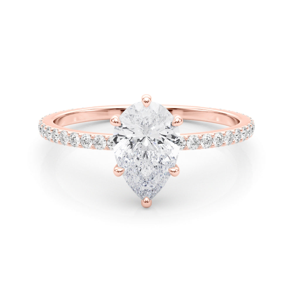 14K Rose Gold 1/3 ct tw Halo Diamond Engagement Ring