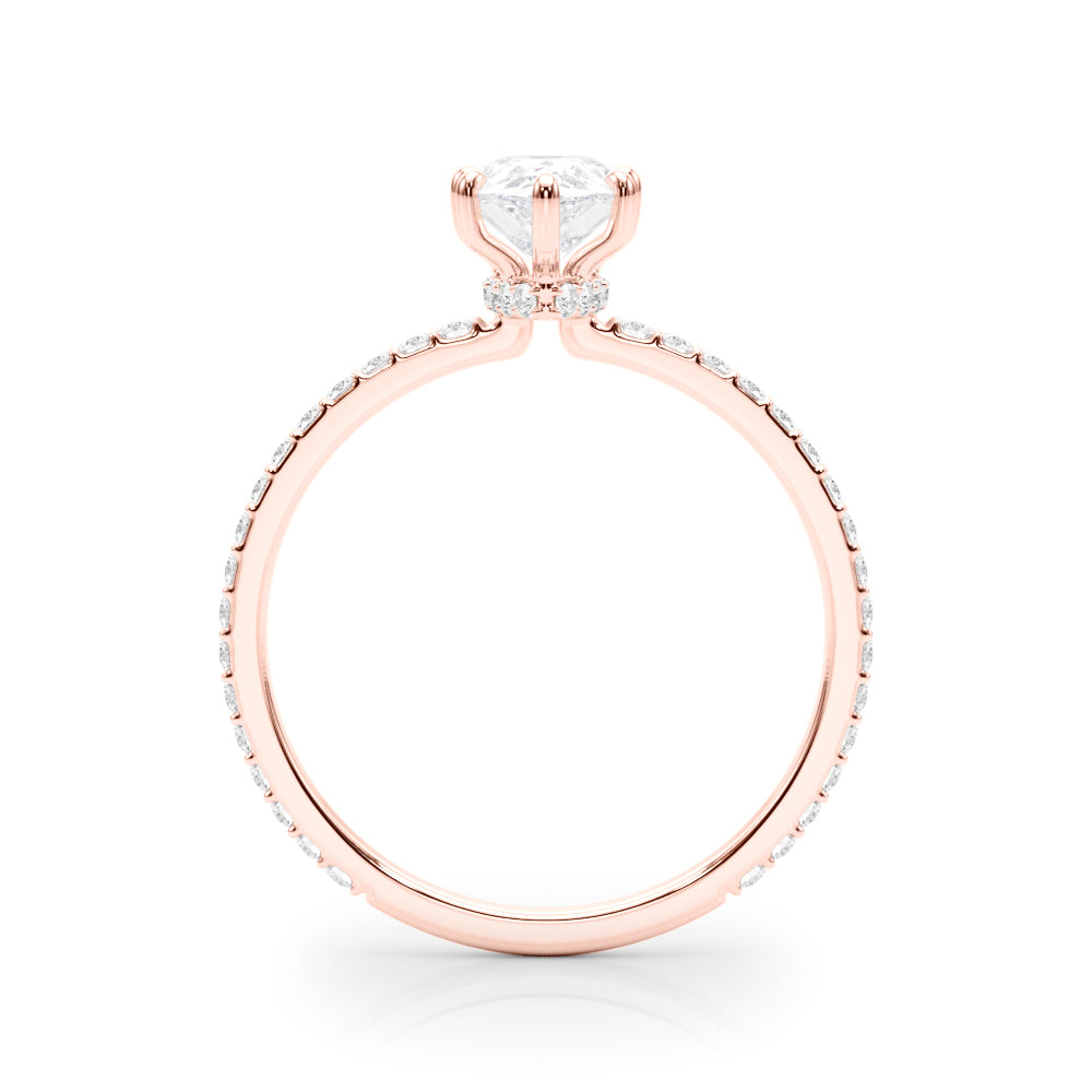 14K Rose Gold 1/3 ct tw Halo Diamond Engagement Ring