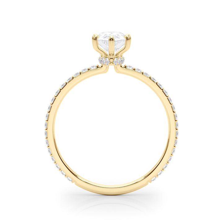 14K Yellow Gold Round Diamond Halo Ring
