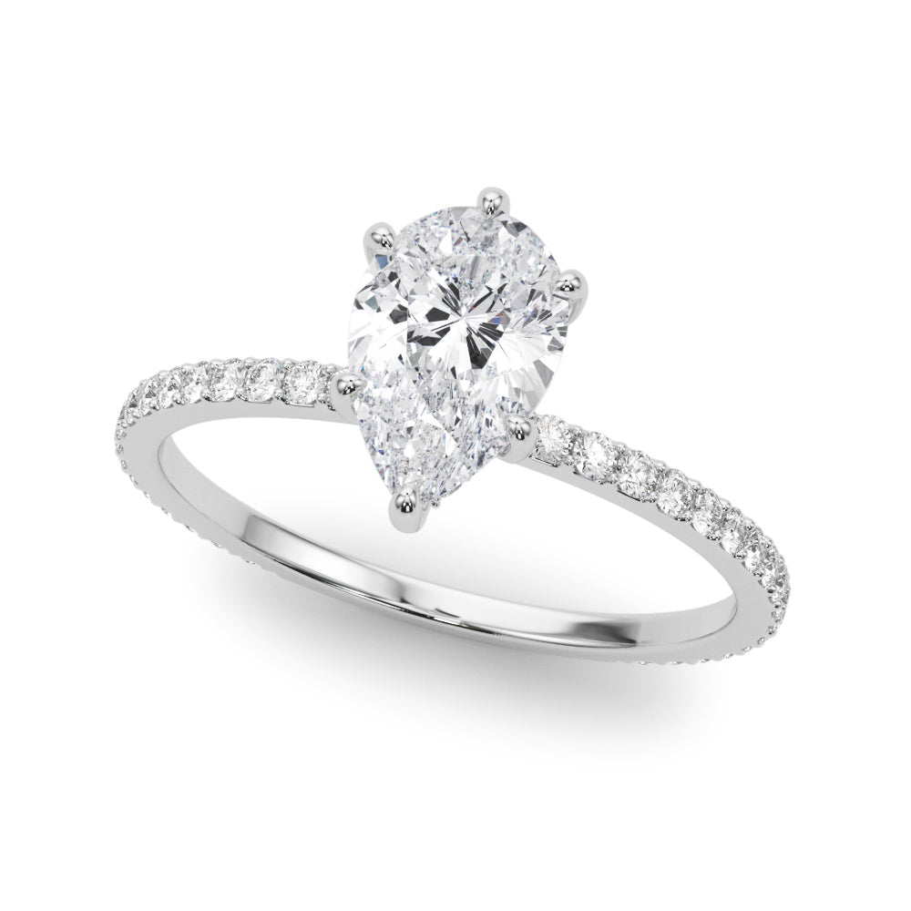 18K White Gold Diamond Halo Engagement Ring