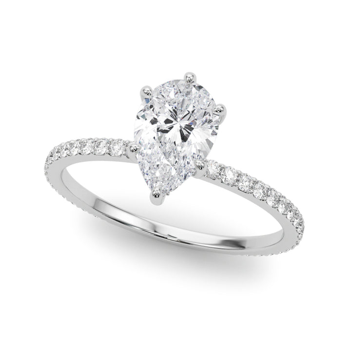 18K White Gold Diamond Halo Engagement Ring