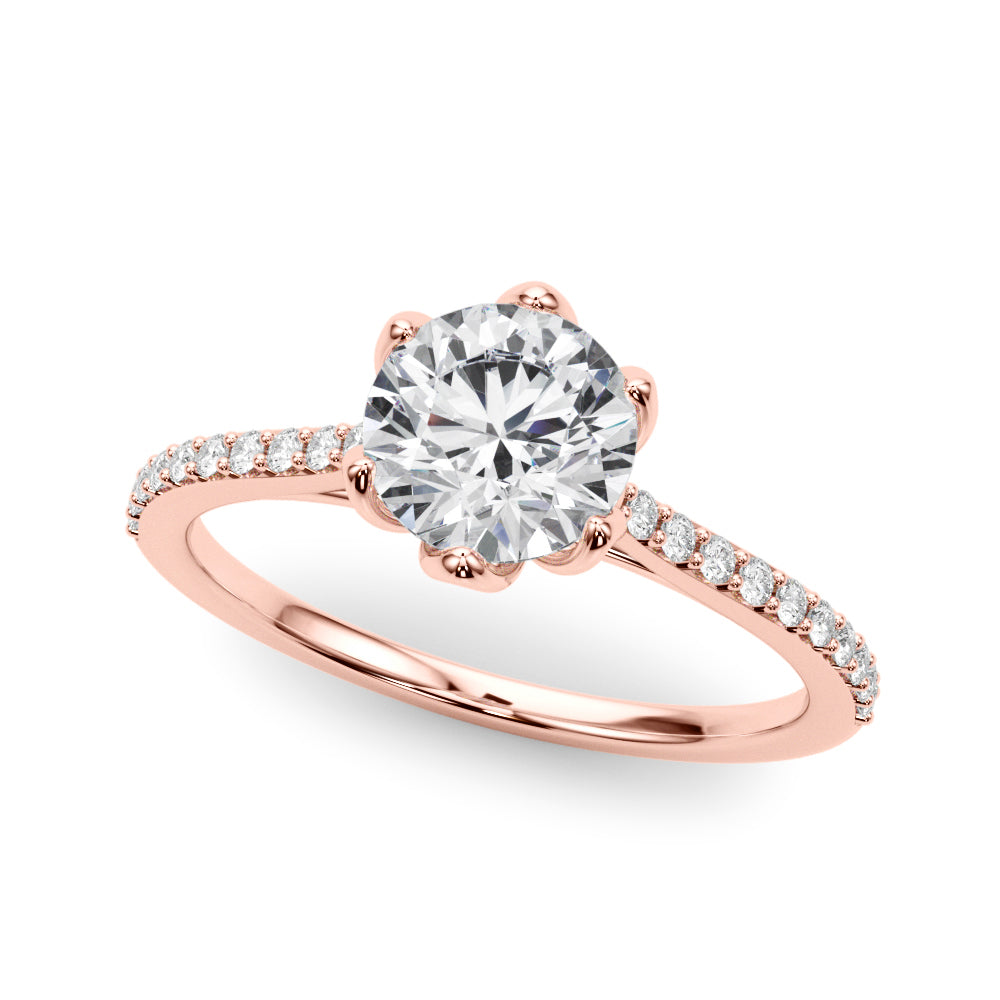 Rose Gold 1 CT Diamond Engagement Ring | Single Row Design